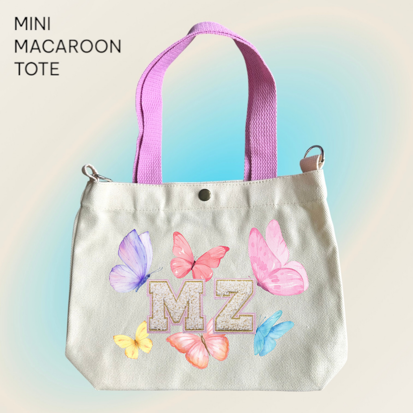 Butterfly Initials - Mini Macaroon Tote Bags