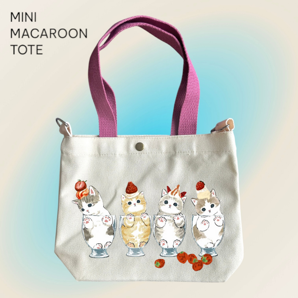 Mofusand x Strawberry Parfait - Mini Macaroon Tote Bags