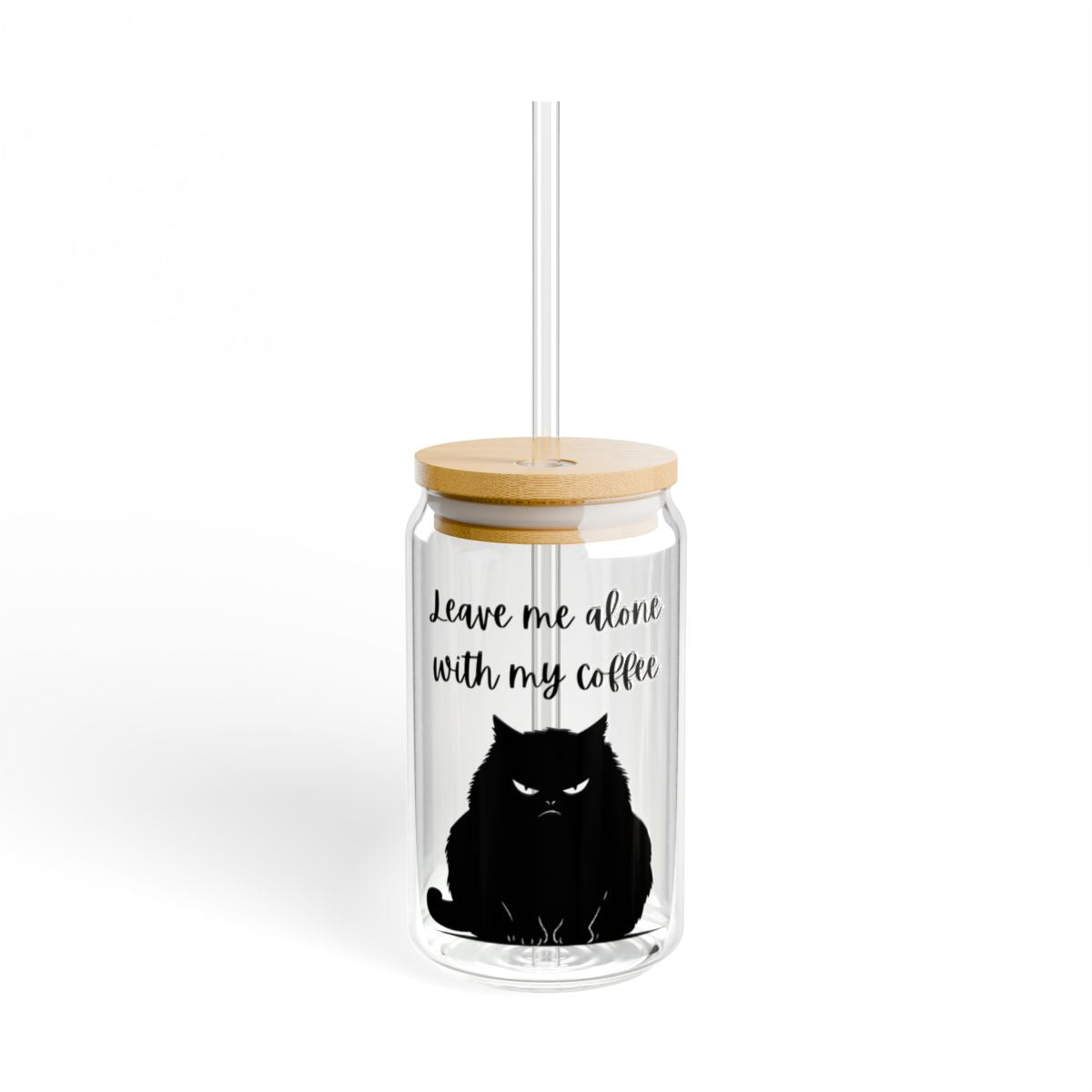 Angry Black Cat | Glass Tumbler 16 oz