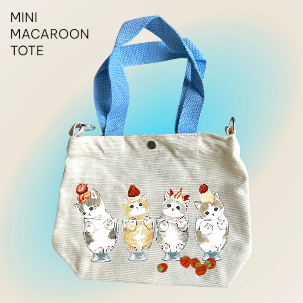 Mofusand x Strawberry Parfait - Mini Macaroon Tote Bags