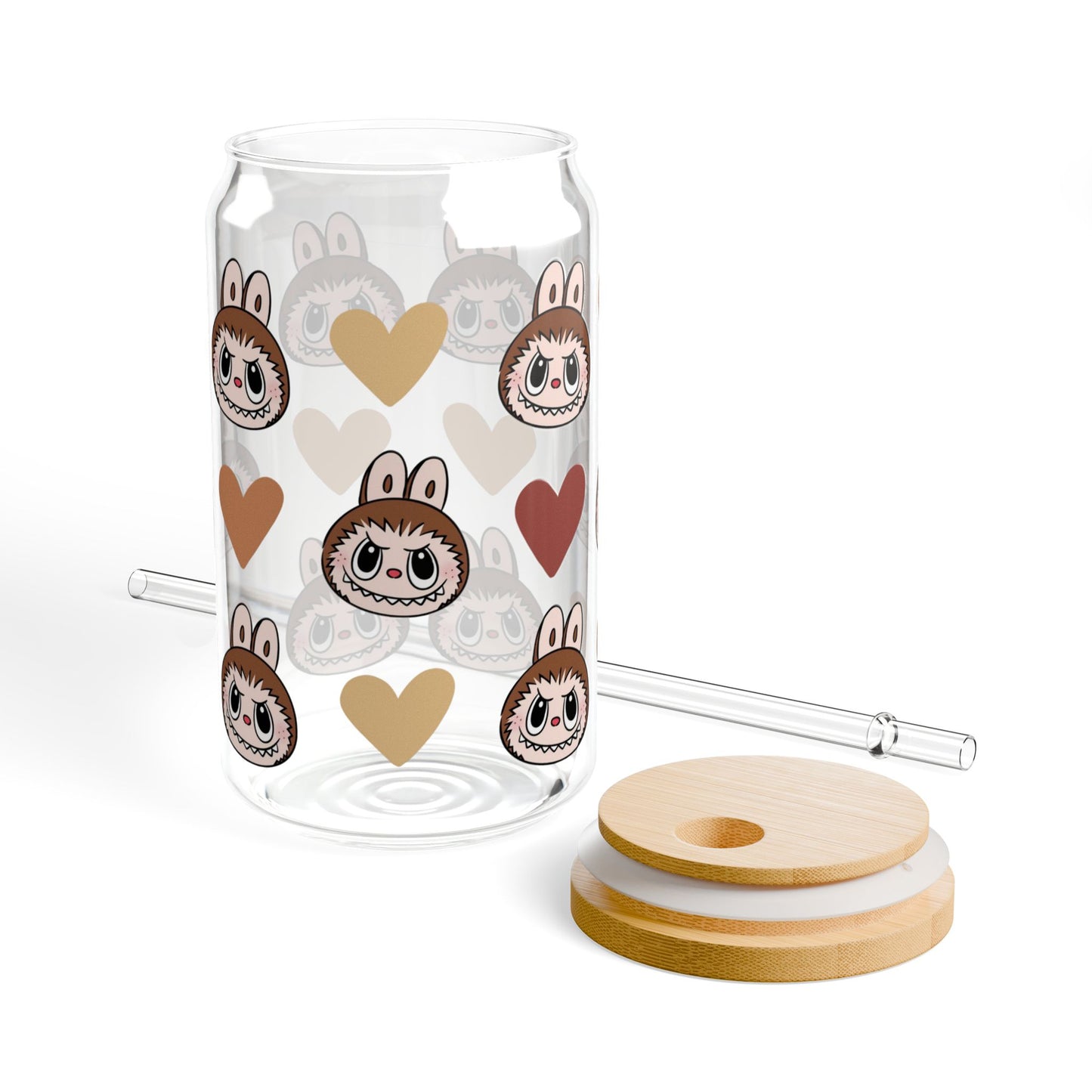Labubu Loves Coffee | 16 oz Glass Tumbler