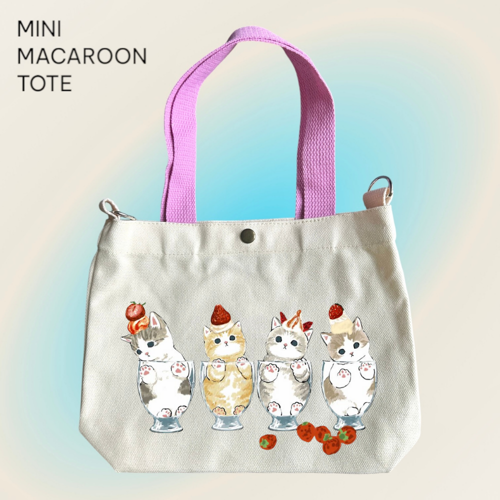 Mofusand x Strawberry Parfait - Mini Macaroon Tote Bags