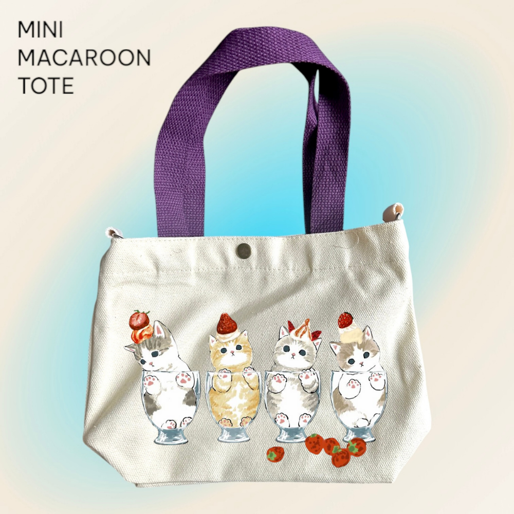 Mofusand x Strawberry Parfait - Mini Macaroon Tote Bags