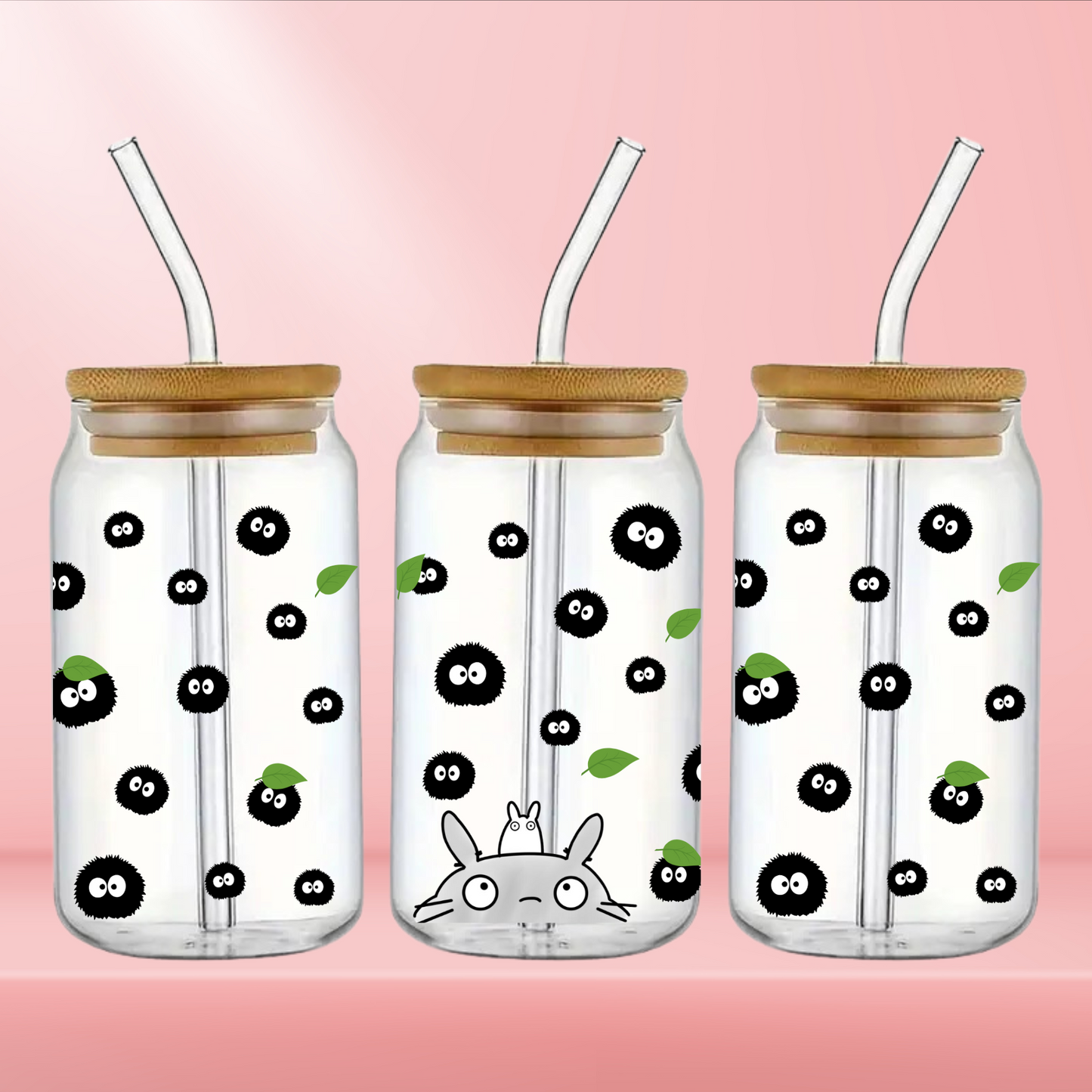 Totoro and Sprites | Glass Tumbler 16 oz