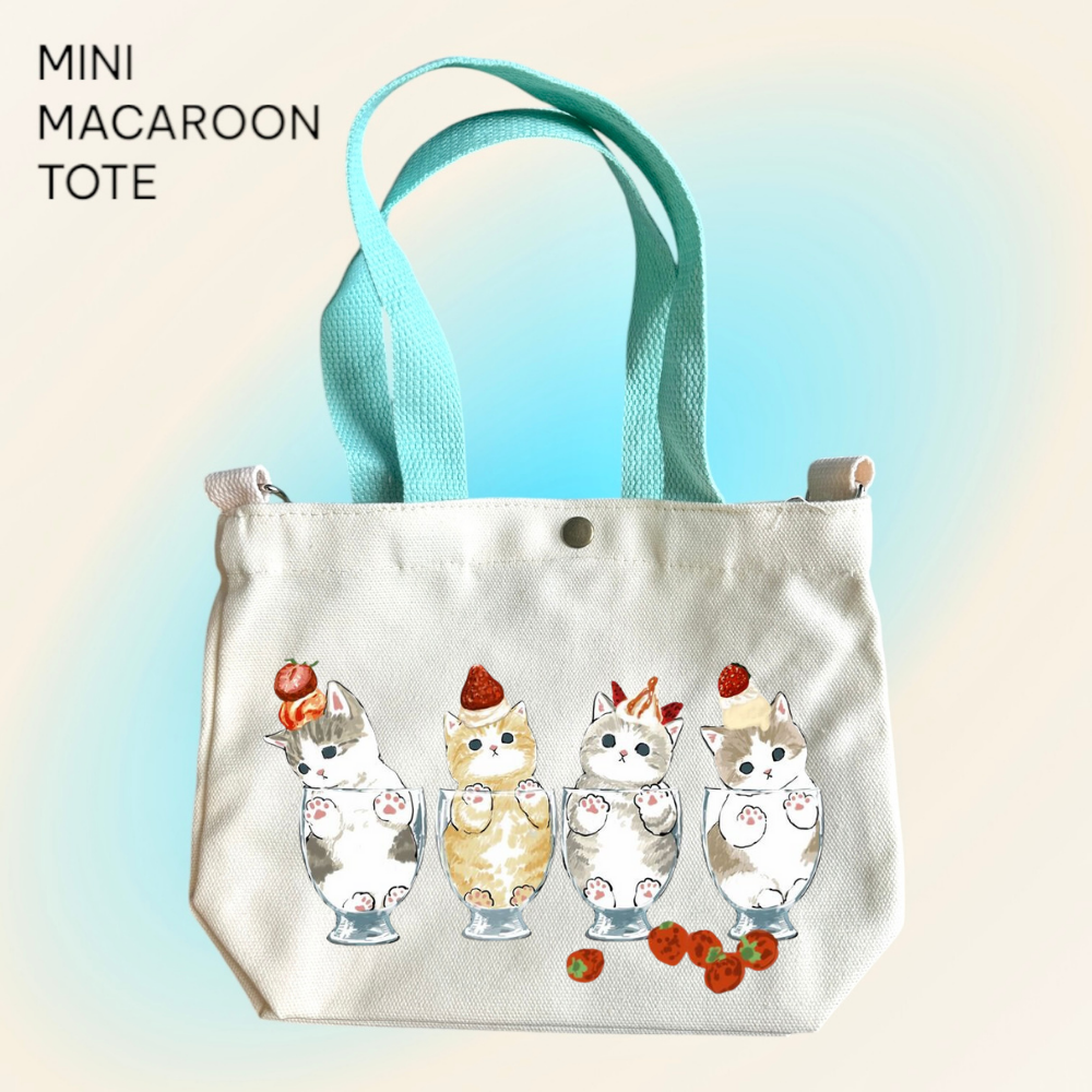 Mofusand x Strawberry Parfait - Mini Macaroon Tote Bags