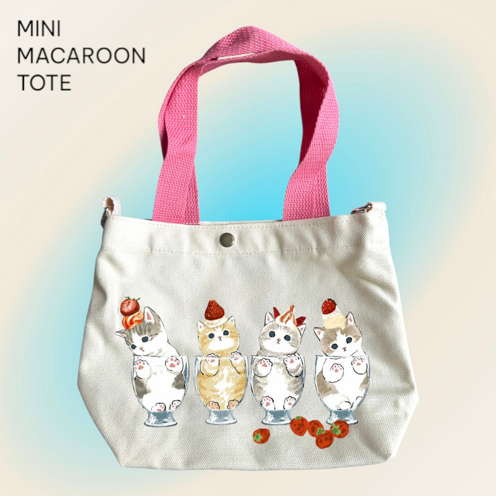 Mofusand x Strawberry Parfait - Mini Macaroon Tote Bags
