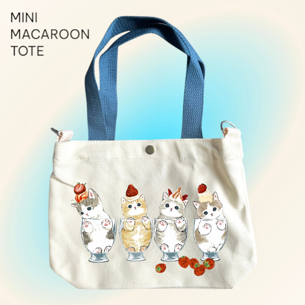 Mofusand x Strawberry Parfait - Mini Macaroon Tote Bags
