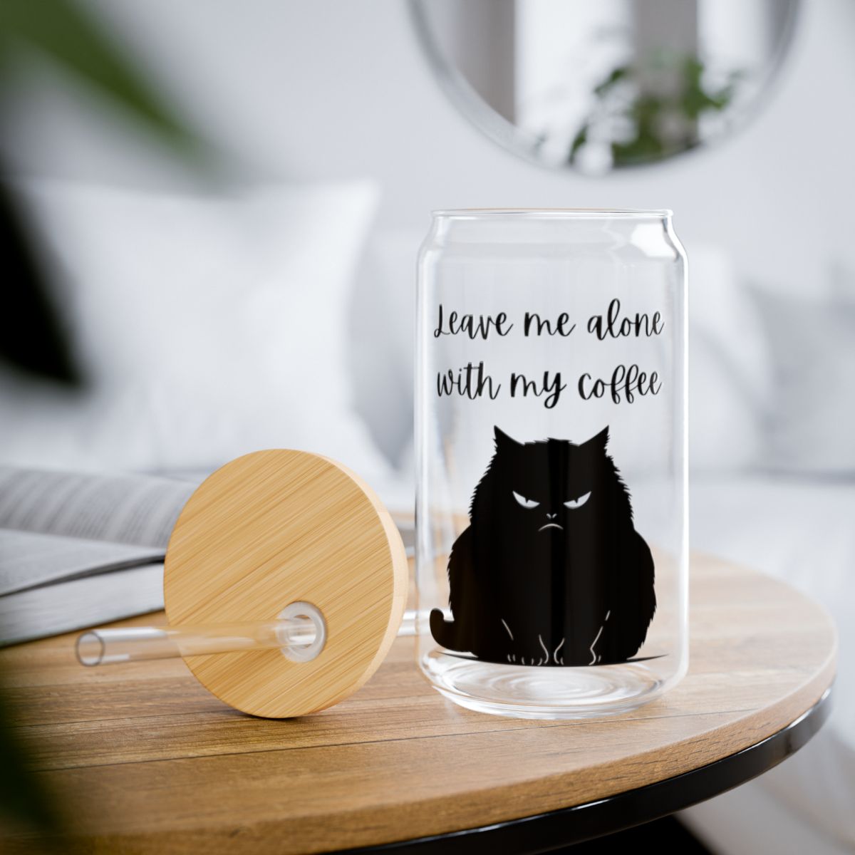 Angry Black Cat | Glass Tumbler 16 oz
