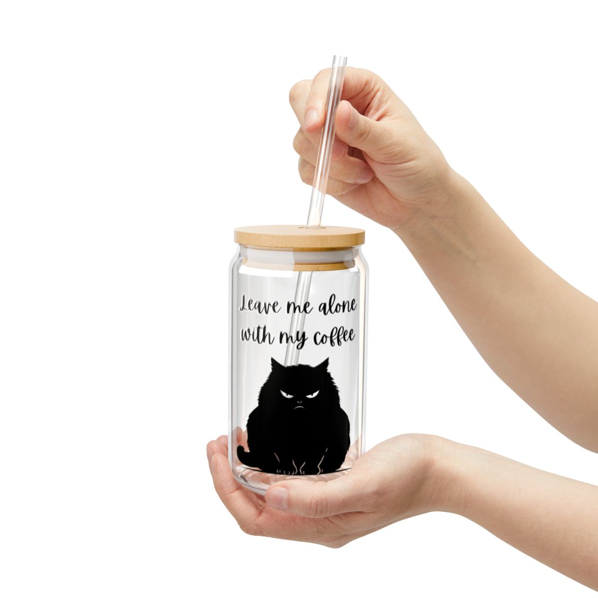 Angry Black Cat | Glass Tumbler 16 oz