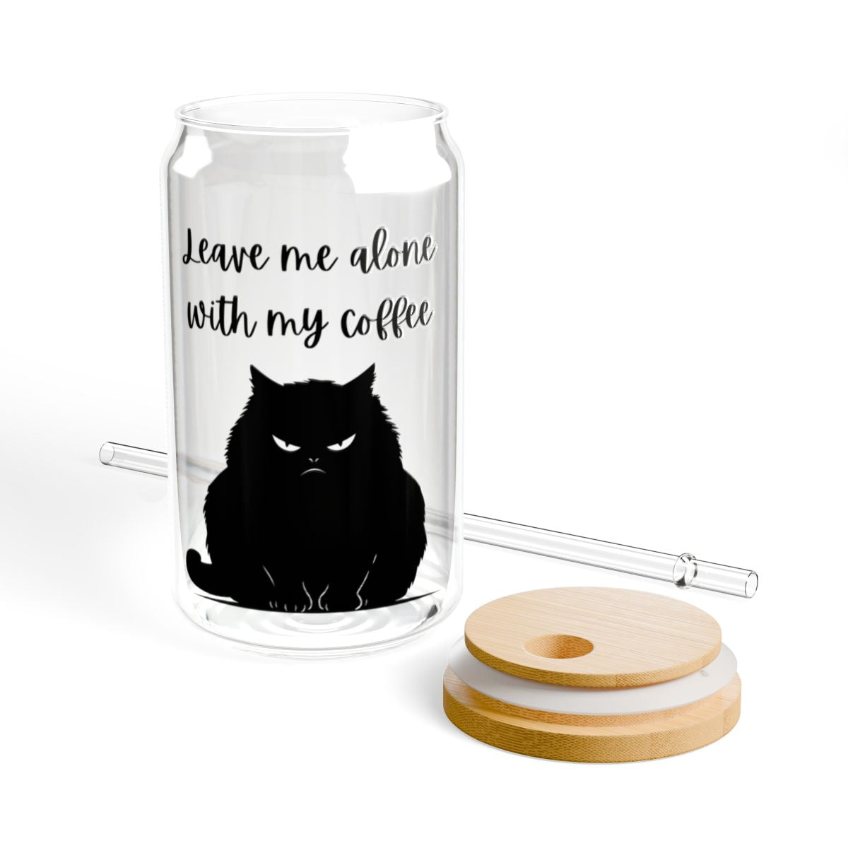 Angry Black Cat | Glass Tumbler 16 oz