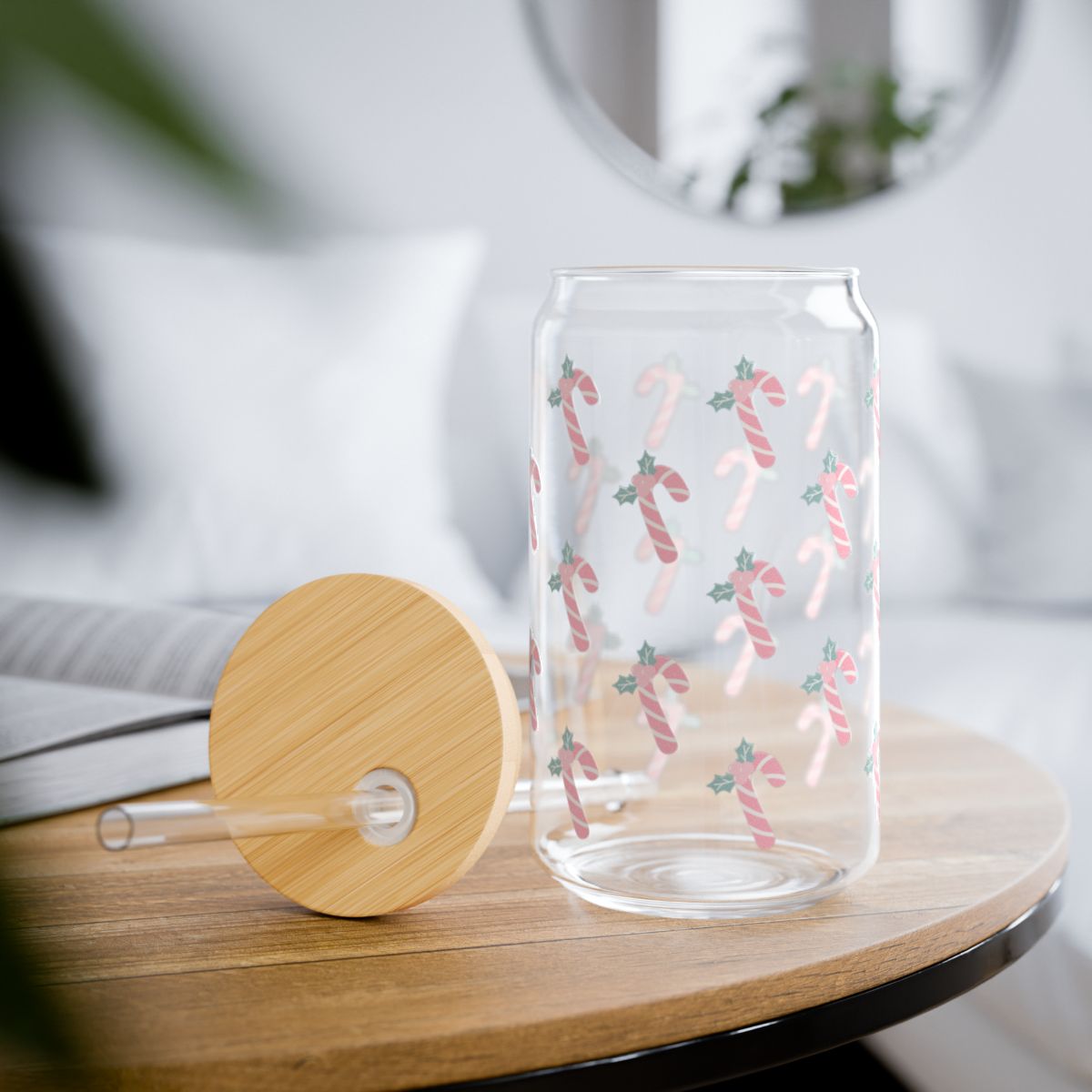 Frosty Candy Cane Christmas | Glass Tumbler 16 oz