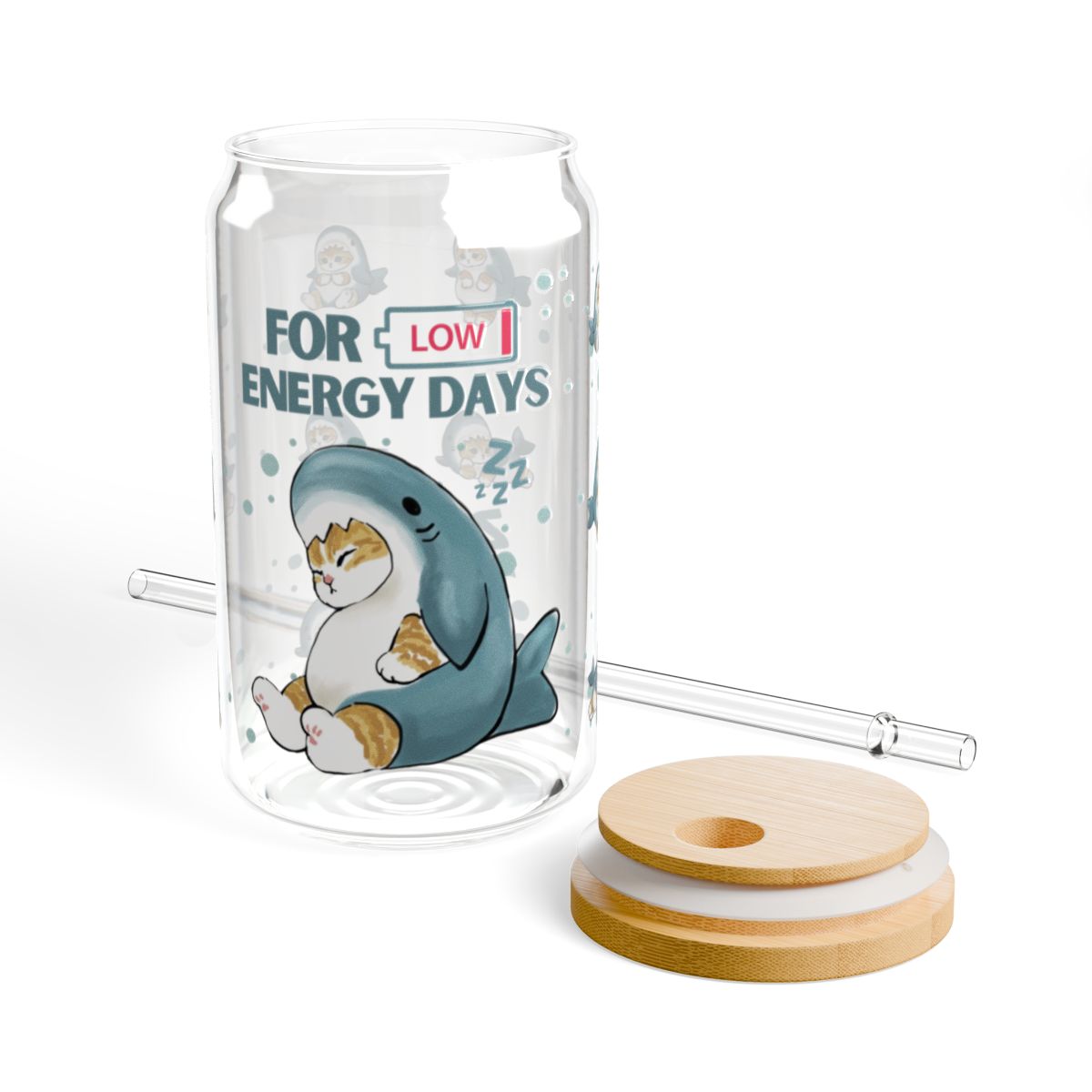 Mofusand Low Energy Days | Glass Tumbler 16 oz