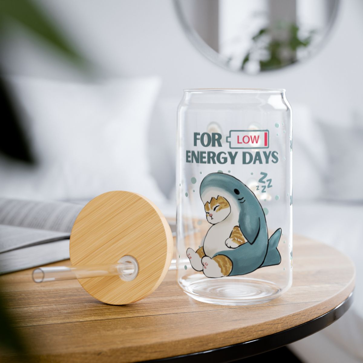Mofusand Low Energy Days | Glass Tumbler 16 oz